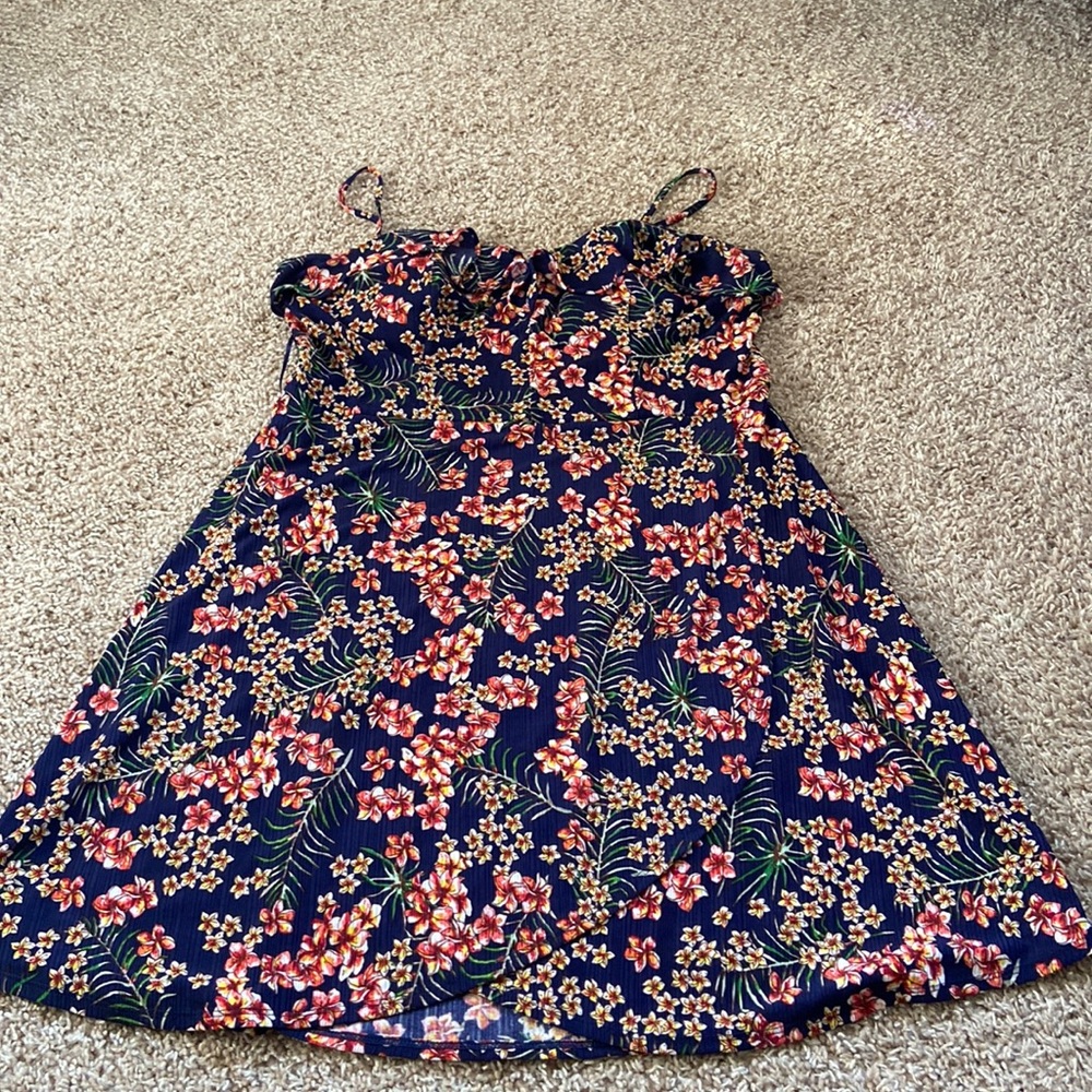 Hawaiian print wrap dress